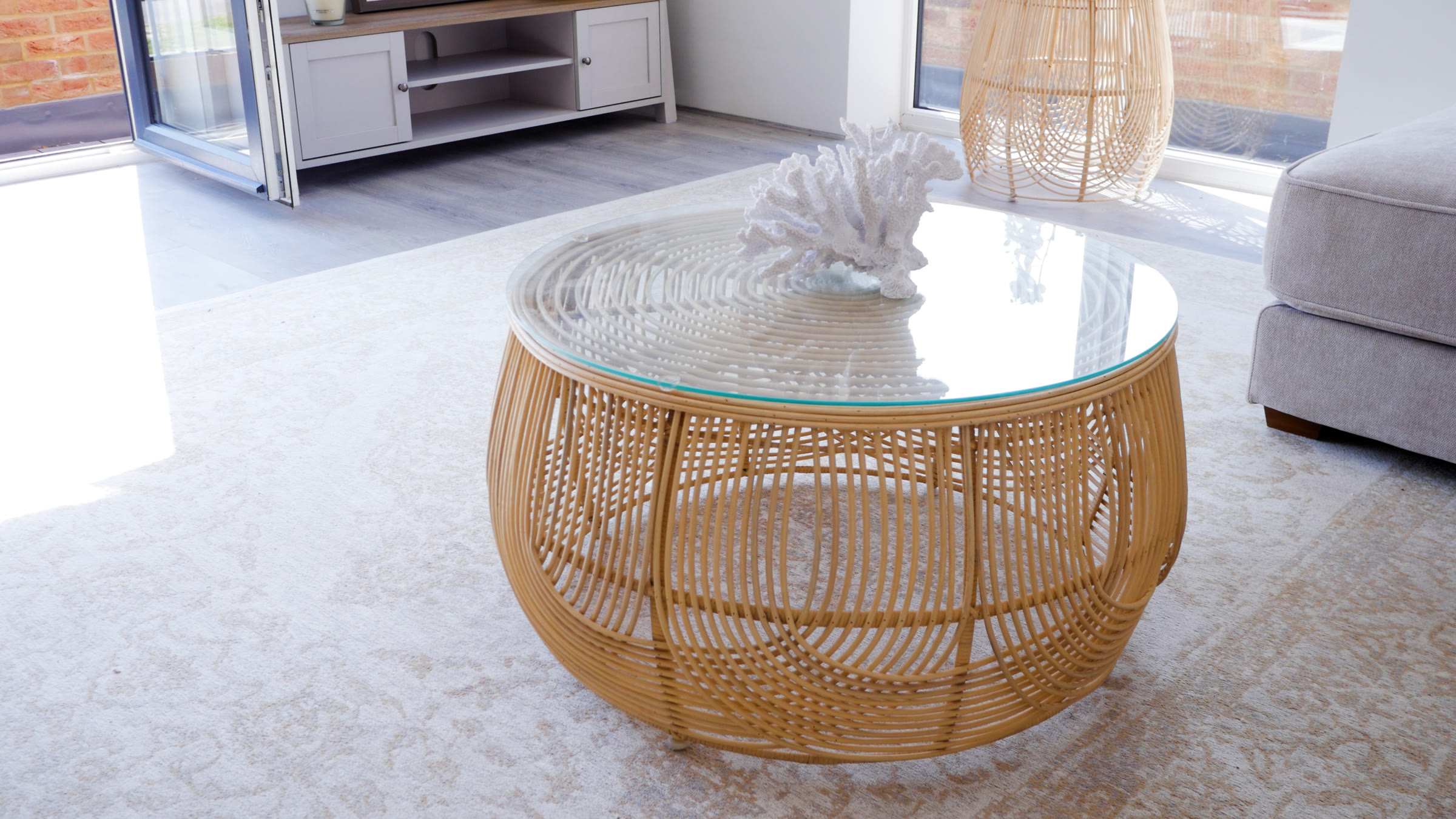 Rattan coffee table styling, Cautley House show home